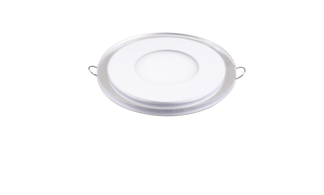 LED面板燈 6W圓形超薄雙色面板燈 開孔Φ90mm 白光藍邊 可分段控制光色 LED面板燈 6W圓形超薄雙色面板燈 開孔Φ90mm 白光藍邊 可分段控制光色